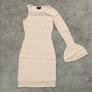 Bebe Blush Asymmetrical One-Sleeve Dress